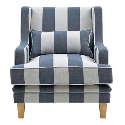 Oneworld Collection armchairs Bondi Armchair Denim & Cream Stripe