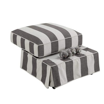 Oneworld Collection Ottomans Armchair Slip Cover - Noosa Grey Cream Stripe