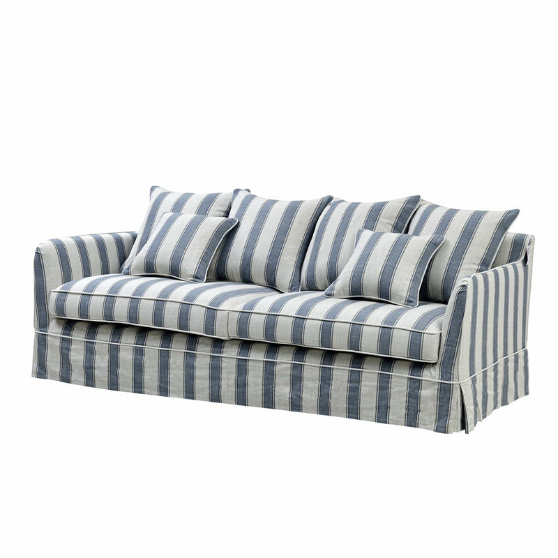 Latitude sofas Slip Cover Only - Noosa 3 Seat Hamptons Sofa Blue Sky Stripe