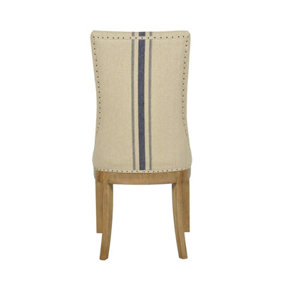 Oneworld Collection chairs & stools Oakwood Linen Dining Chair Blue Stripe