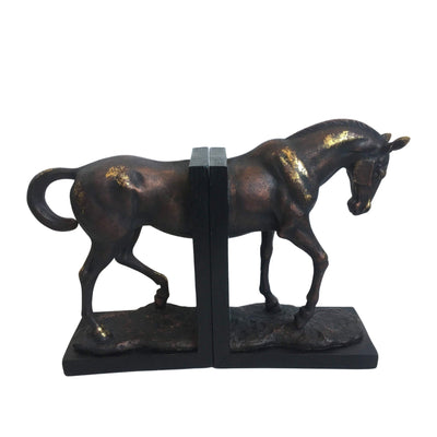 Oneworld Collection bookends Bronze Horse Bookends Black Base