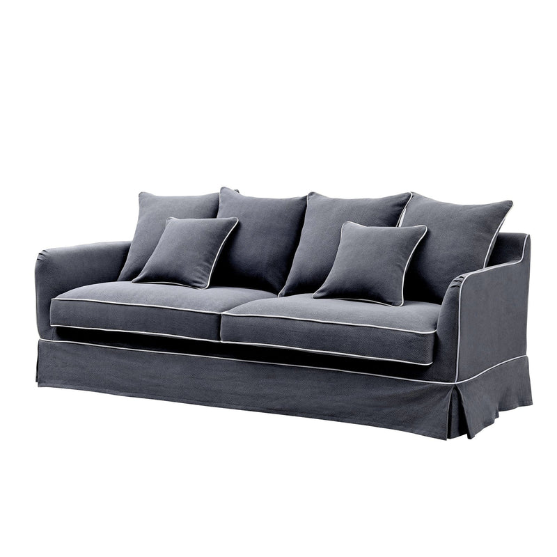 Oneworld Collection sofas Noosa 3 Seat Grey with White Piping