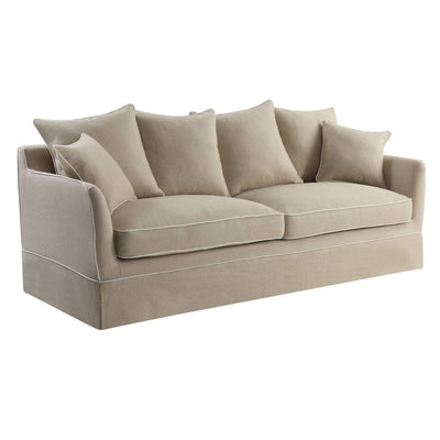 Oneworld Collection sofas Noosa 3 Seat Queen Sofa Bed Natural with White Piping
