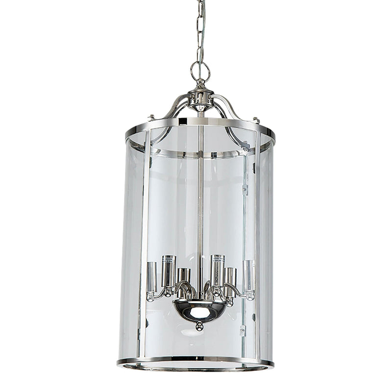 Oneworld Collection hanging lights Astor Six Light Round Pendant  In Nickel