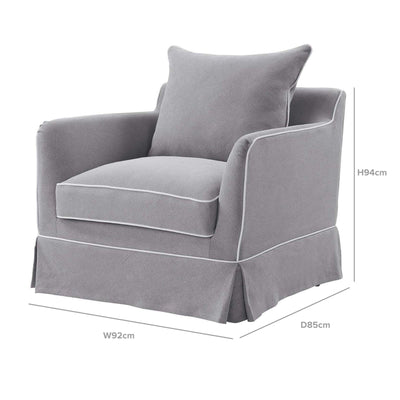 Oneworld Collection armchairs Noosa Armchair Grey With White Piping