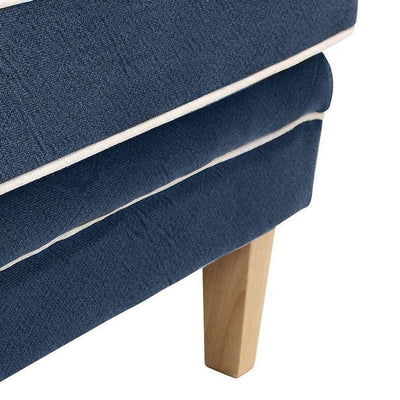 Oneworld Collection sofas Bondi 3 Seat Hamptons Sofa Navy W/White Piping Linen Blend