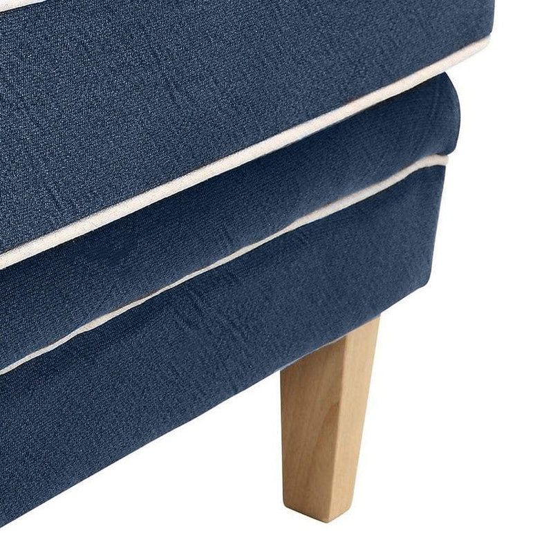 Oneworld Collection sofas Bondi 3 Seat Hamptons Sofa Navy W/White Piping Linen Blend