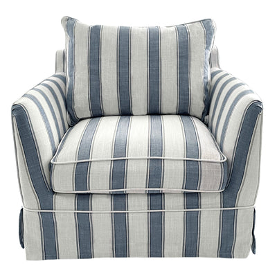 Latitude sofas Armchair Slip Cover - Noosa Blue Sky Stripe