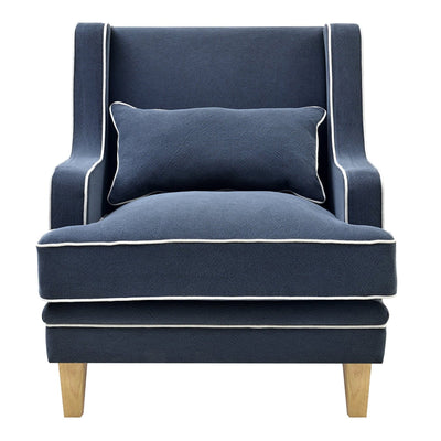 Oneworld Collection armchairs Bondi Armchair Navy W/ White Piping