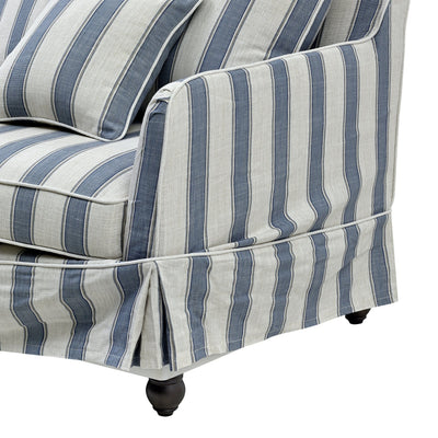 Latitude sofas Slip Cover Only - Noosa 3 Seat Hamptons Sofa Blue Sky Stripe