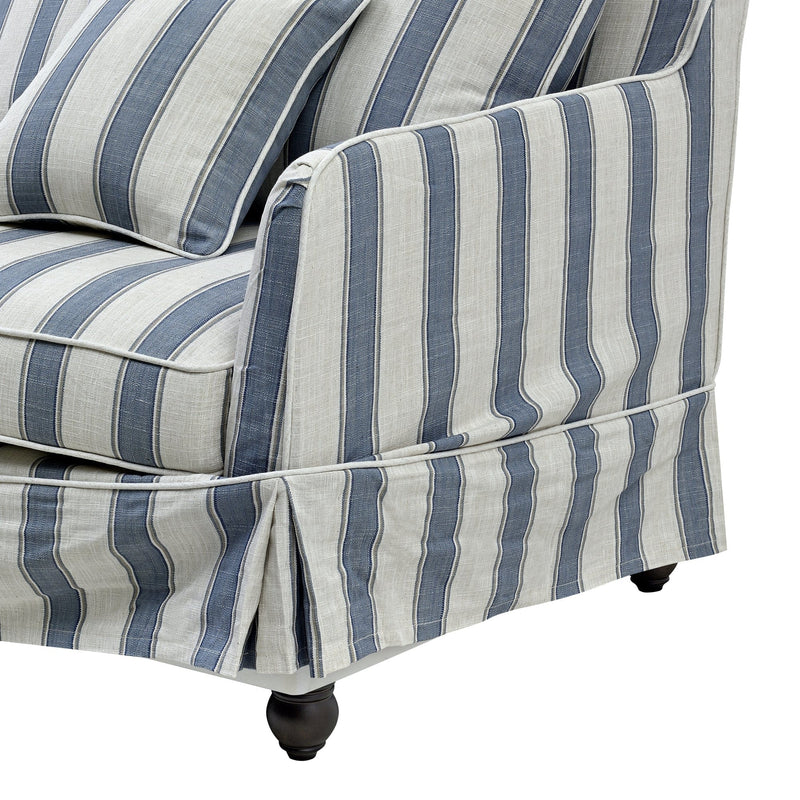 Latitude sofas Slip Cover Only - Noosa 3 Seat Hamptons Sofa Blue Sky Stripe