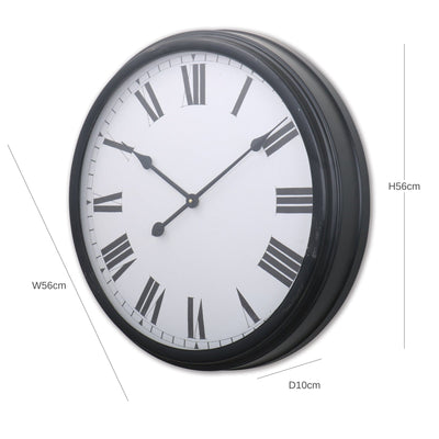 Oneworld Collection clocks Lucas 56cm Metal Wall Clock Black