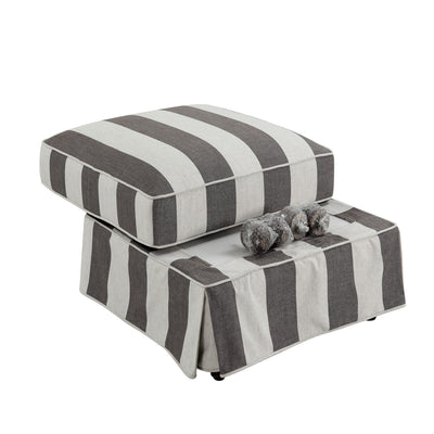 Oneworld Collection Ottomans Armchair Slip Cover - Noosa Grey Cream Stripe