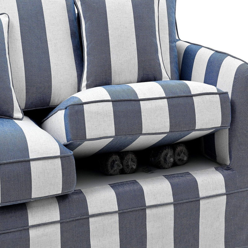 Oneworld Collection sofas Noosa 3 Seat Denim Cream Stripe
