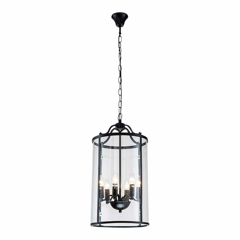 Oneworld Collection hanging lights Astor Six Light Round Pendant In Black