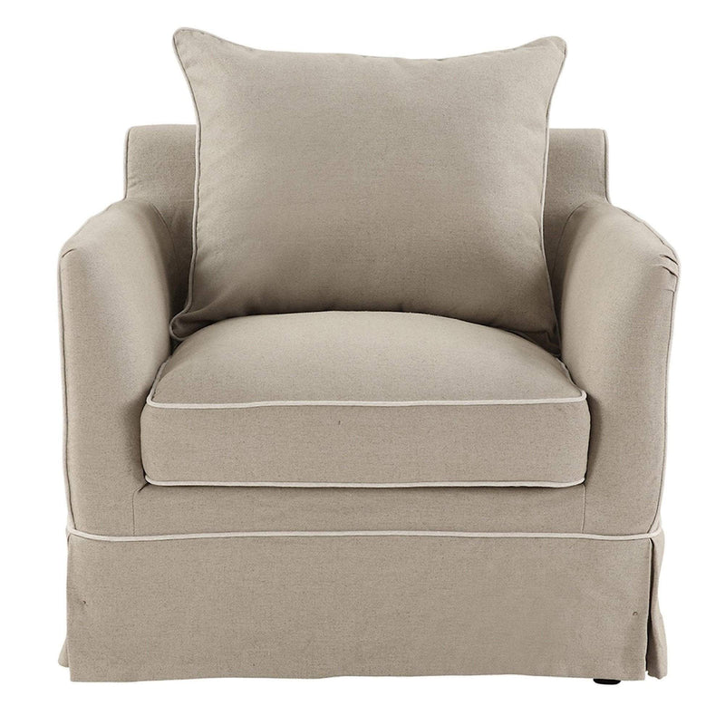 Oneworld Collection armchairs Noosa Armchair Natural with White Piping