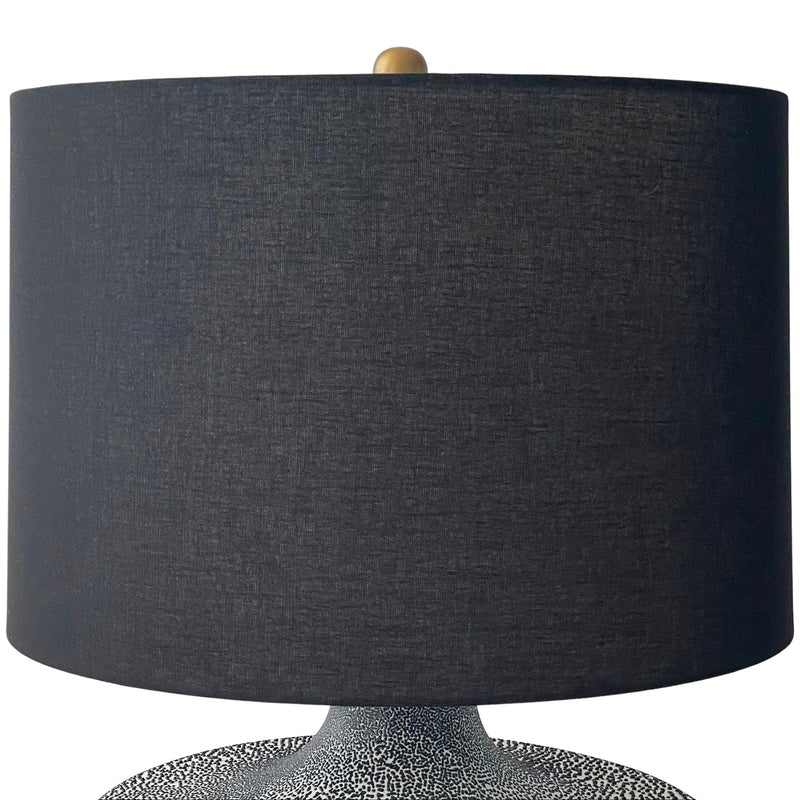 Oneworld Collection table & desk lamps Amira Black Bubble Ceramic Lamp with Black Linen Shade