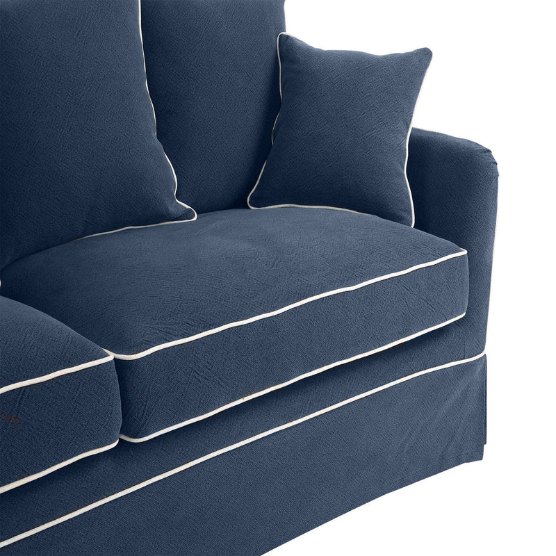 Oneworld Collection sofas Noosa 3 Seat Queen Sofa Bed Navy with White Piping