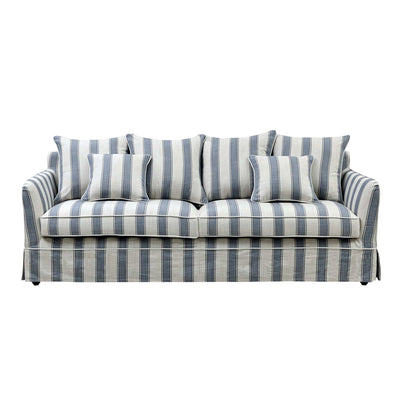 Latitude sofas Slip Cover Only - Noosa 3 Seat Hamptons Sofa Blue Sky Stripe