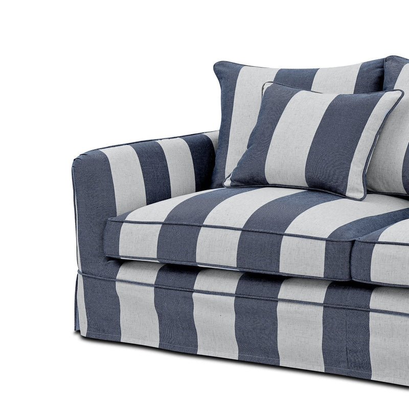 Oneworld Collection sofas Noosa 3 Seat Queen Sofa Bed Denim & Cream Stripe