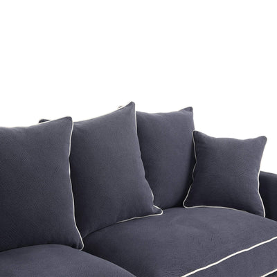 Oneworld Collection sofas Noosa 3 Seat Navy with White Piping