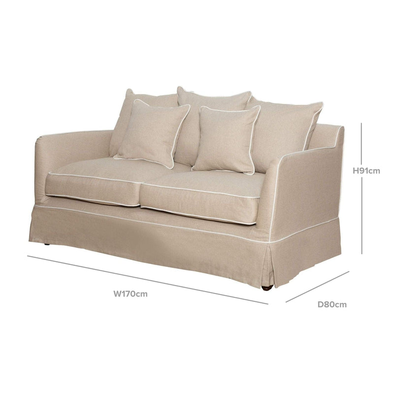 Oneworld Collection sofas Noosa 2 Seat Natural with White Piping