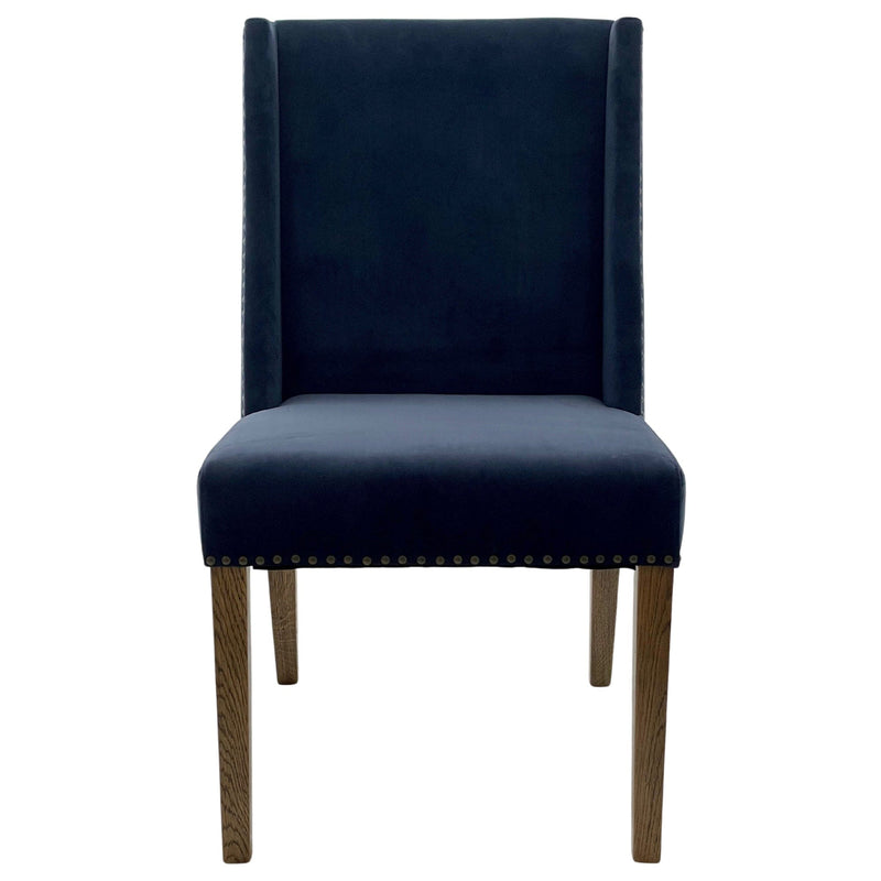 Oneworld Collection chairs & stools Ithaca Navy Velvet Dining Chair W/Studs