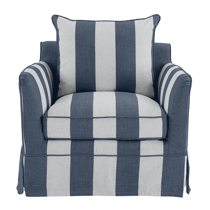 Oneworld Collection armchairs Noosa Armchair Denim & Cream Stripe