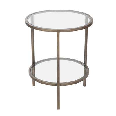 Oneworld Collection coffee tables & side tables Palladium Glass and Brass Side  Table