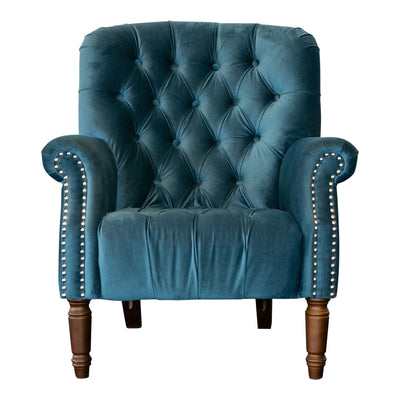 Oneworld Collection Armchairs Maurice Buttoned Armchair Velvet Blue (pre-order)