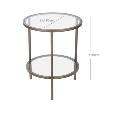 Oneworld Collection coffee tables & side tables Palladium Glass and Brass Side  Table