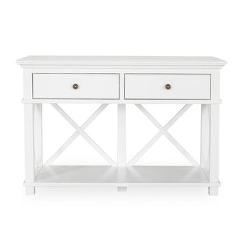 Sorrento Hamptons 130cm 2 Drawer Console White