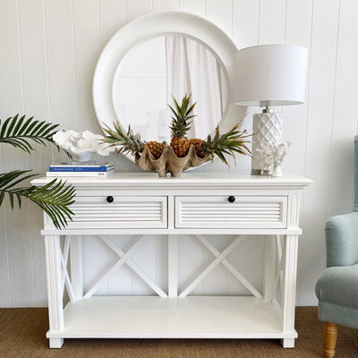 Oneworld Collection consoles & sideboards West Beach 2 Drawer Hamptons 130cm Console White