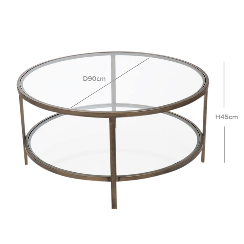 Oneworld Collection NZ coffee tables & side tables Palladium Glass and Brass Coffee Table