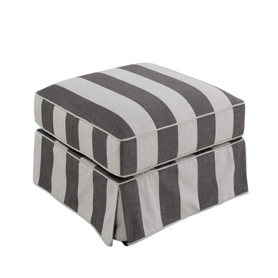 Oneworld Collection Ottomans Armchair Slip Cover - Noosa Grey Cream Stripe