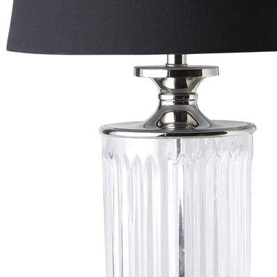 Oneworld Collection table & desk lamps Glass Nickel Lamp W/Black Linen Shade