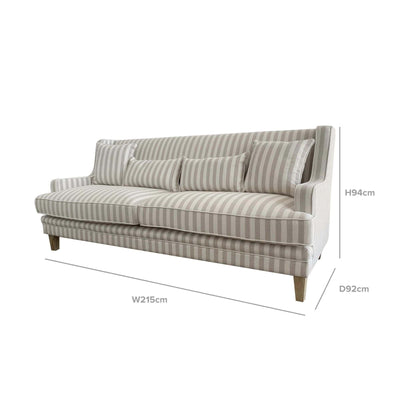 Oneworld Collection NZ sofas Bondi 3 Seat Sofa Natural Stripe / White