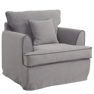 Oneworld Collection armchairs Slip Cover Only - Byron Hamptons Armchair Pebble Grey