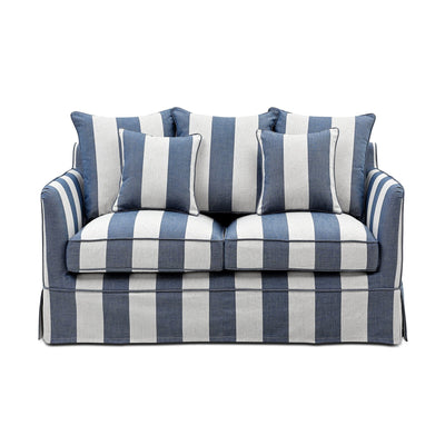 Oneworld Collection sofas 2 Seat Slip Cover - Noosa Denim Cream Stripe