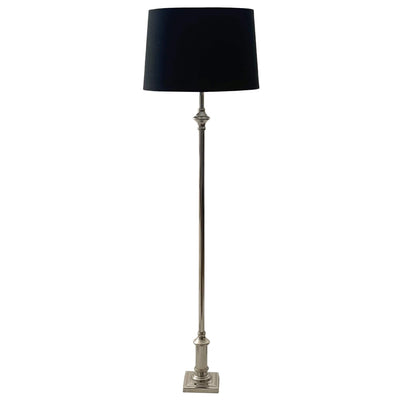 Oneworld Collection floor lamps St Bartz Nickel Floor Lamp with Black Linen Shade