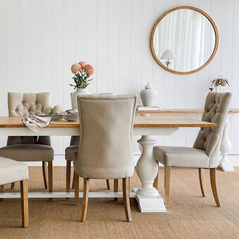 Oneworld Collection chairs & stools Beige Linen Dining Chair
