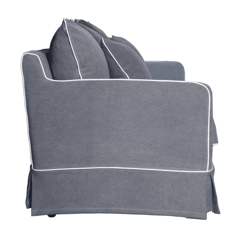 Oneworld Collection sofas 2 Seat Slip Cover - Noosa Grey with White Piping