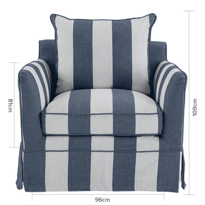 Oneworld Collection armchairs Armchair Slip Cover - Noosa Denim Cream Stripe