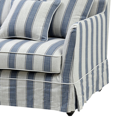 Latitude sofas Slip Cover Only - Noosa 3 Seat Hamptons Sofa Blue Sky Stripe