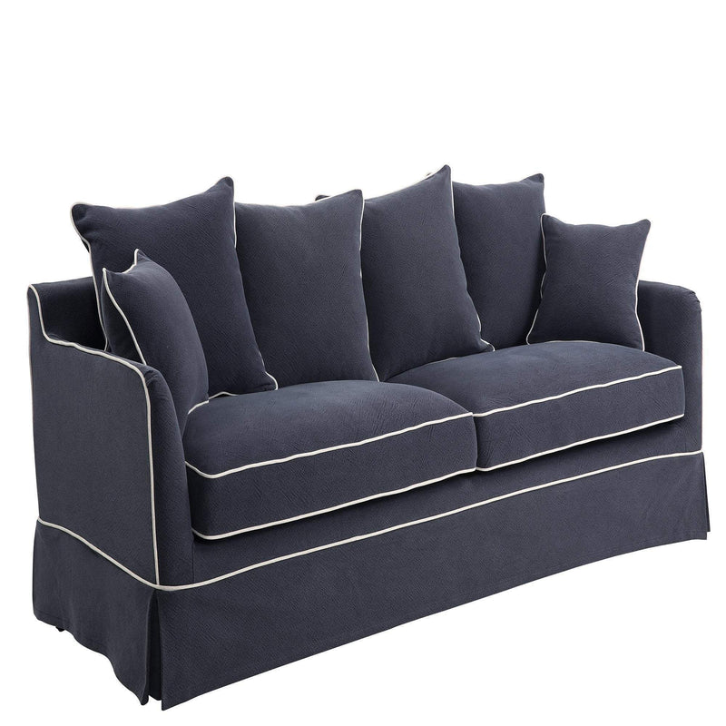 Oneworld Collection sofas Noosa 3 Seat Navy with White Piping