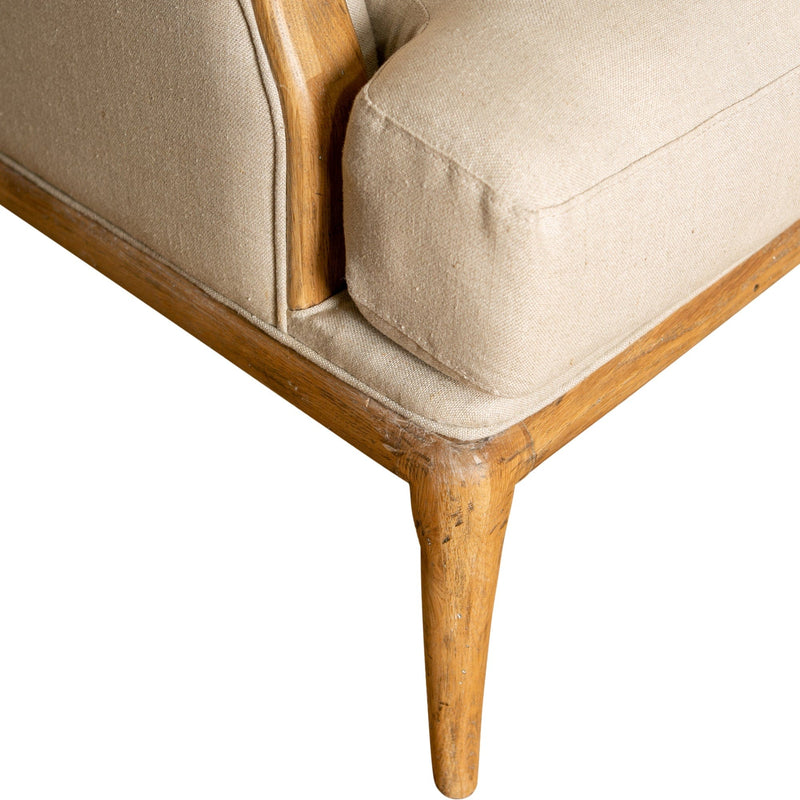 Oneworld Collection armchairs Beige Linen Armchair With Oak Legs