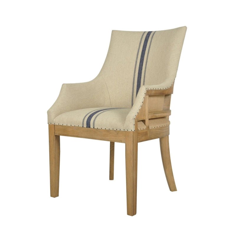 Oneworld Collection armchairs Oakwood Linen Armchair Blue Stripe