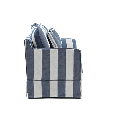 Oneworld Collection sofas 2 Seat Slip Cover - Noosa Denim Cream Stripe